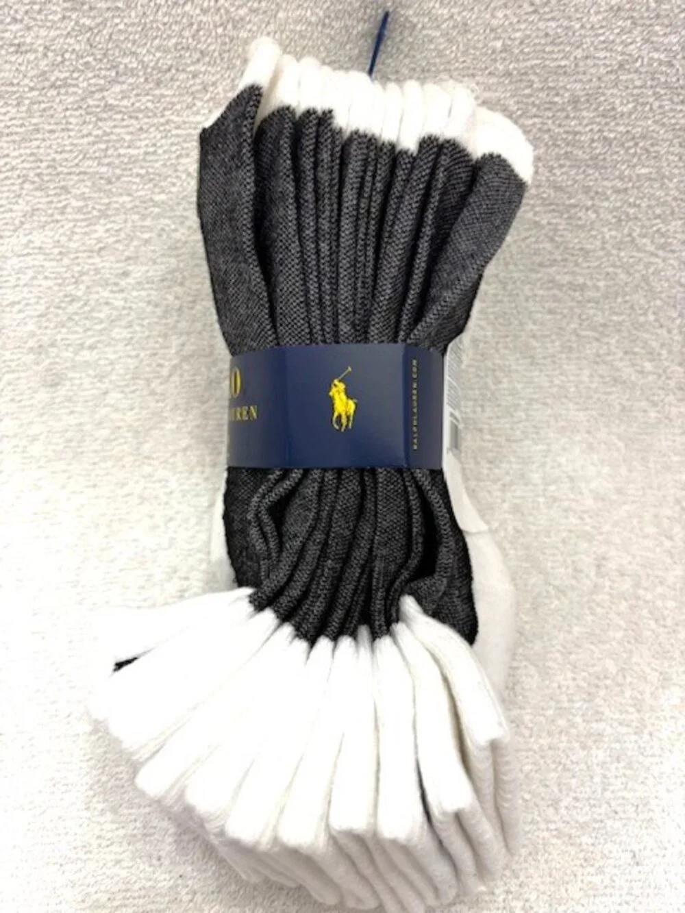 Polo Ralph Lauren 6-pack white quarter-bed socks with logo NWT Women's Size 9-11